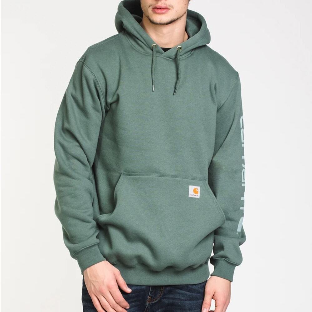 Carhartt Men's Green Original Fit Logo Casual Pullover Hoodie Sweatshirt
